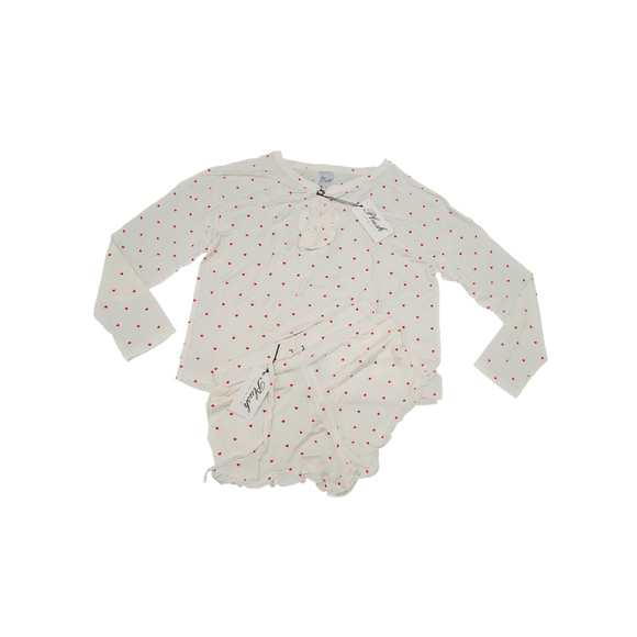 Revolve Plush Pajama Set Size S White Red Heart Print - Picture 3 of 8